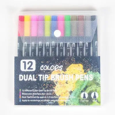 Amazon Cross-Border beliebtes wasserbasieres zweispitziges Marker-Set mit Farben, Hook-Line-Stift, Maltift mit weicher Spitze, direkter Fabrikatverkauf - 7