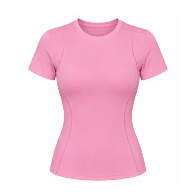 Kadın Yoga Üst Giyim, Vücut Hatlarını Belli Eden Kısa Kollu T-Shirt - 5