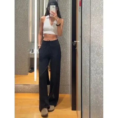 LULU Throwback Still kadın yüksek bel düz paça yoga pantolonu, büzgülü, kalça kaldırıcı - 2
