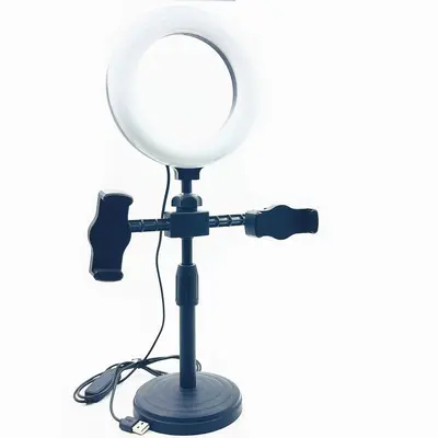 Hersteller Direktversorgung 6 Zoll 16 cm Drei-Farben-Schönheits-Füllleuchte Doppel-Smartphone-Live-Stream Computer-Moderator Desktop-Ringlichtstativ