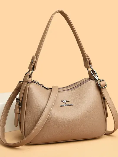 Kangaroo Genuine Leather Mom Bag, Women's Single-Shoulder Crossbody Bag - 5