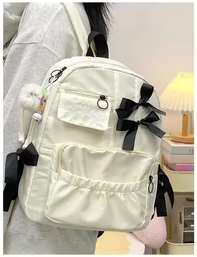 Middle School Girls Backpack, Large Capacity, Cute Bow Design - 11
