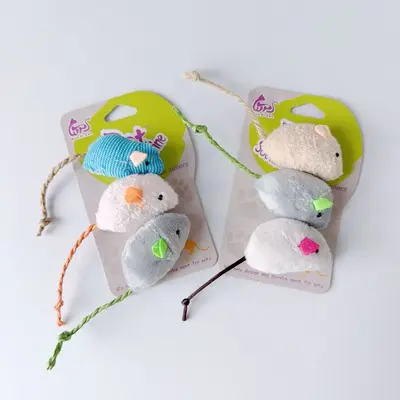 Realistic Plush Catnip Mice Cat Toys, 3-Piece Set, Bite-Resistant - 6