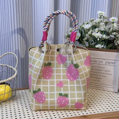 Large Capacity Ring Handle Knitted Tote Bag Korean Style Wedding Gift Bag Women's Hand Carry Bag Wholesale - 12