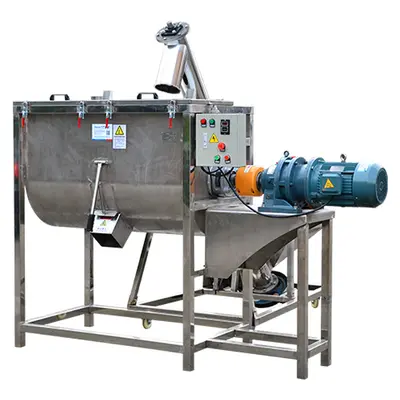 Horizontal ribbon mixer, dry powder spiral band blender