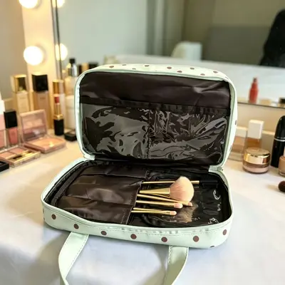 Polka Dot Makeup Bag, Three-Layer, Waterproof