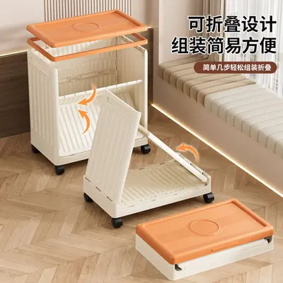 Storage box with wheels, foldable plastic, large capacity organizer