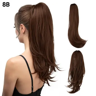 Women's Short Hair Ponytail Wig, High Ponytail, Natural Fluffy Curly, Clip-In - 13