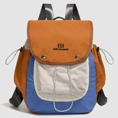 Contrast Color Nylon Backpack, Large Capacity, Lightweight, Multifunctional - 9