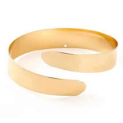 Geometric metal bracelet set, 6-piece leaf design - 5