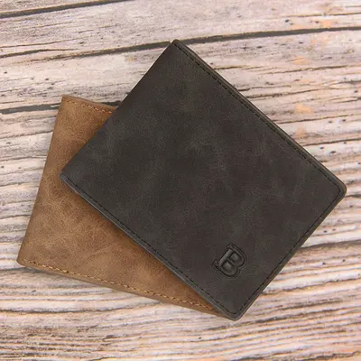 Kurze Retro-Herrenbrieftasche in Mattoptik mit Kartenfächern und Geldclip - 2