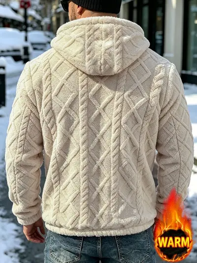Erkek Kış Kapüşonlu Sweatshirt, Kalın Astarlı, Yumuşak Polar, Bol Kesim
