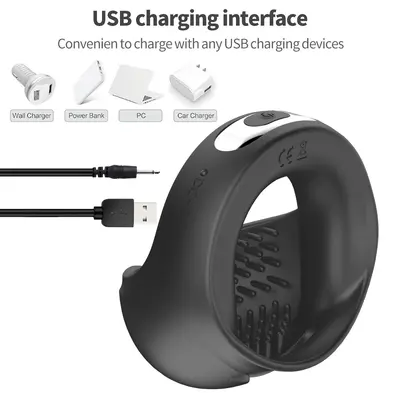 Rechargeable Silicone Remote-Controlled Vibrating Penis Ring, Male Delay Device - 9