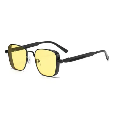 Men's Driving Sunglasses, Retro Metal Square Frame, Spring Temples - 10