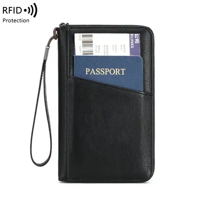 RFID pasaport cüzdanı, büyük kapasiteli, çok fonksiyonlu - 8