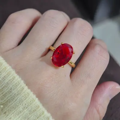 8 karat oval kesim nişan yüzüğü 3A kübik zirkonya - 9