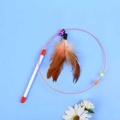 Cat Teaser Wand with Strong Suction Cup, Bell and Long Steel Wire - 12