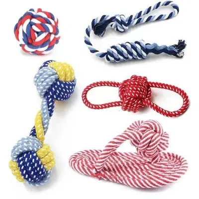 Cotton Rope Chew Toy for Small and Medium Dogs, Frisbee Set - 6