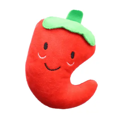 Red Chili Plush Teddy Dog Toy with Squeaker