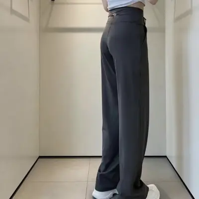 LULU原版高腰抽绳阔腿裤女士宽松显瘦长裤直筒瑜伽健身运动跑步裤
