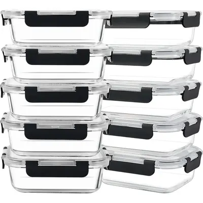 Grenzüberschreitender hitzebeständiger transparenter Lebensmittelbehälter, Lebensmittelqualität Lunchbox, rechteckige hochwertige Borosilikatglas-Lunchbox, Amazon.