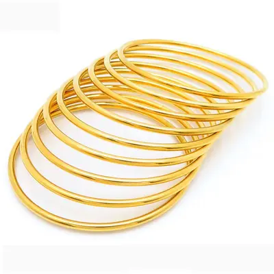 Foreign trade European and American personalized stainless steel 304 round wire 3mm flat ring multi-color welding-free seamless single-piece stacked bracelet