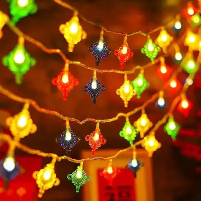 Solar Red Lantern LED String Lights, Outdoor Spring Festival Decor