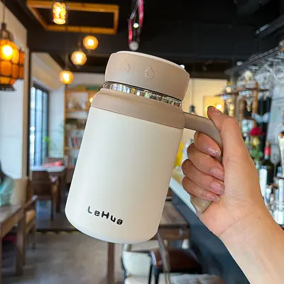 高档商务保温杯男女士316不锈钢上班族办公室泡茶杯大容量手柄杯 - 7