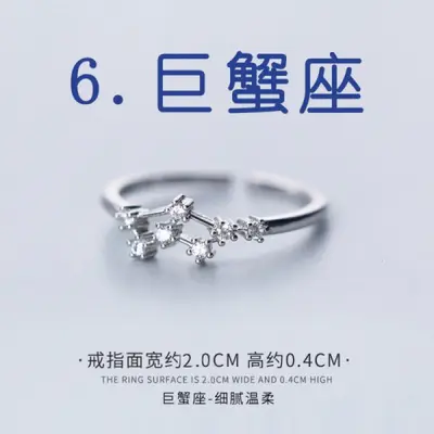 Cross-border hot sale zircon silver plated twelve constellations open adjustable ring fashion women constellation ring factory wholesale - 11