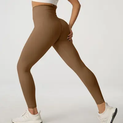 Sınır ötesi sonbahar ve kış şeftali rengi kalça toparlayıcı yoga pantolonu spor bisiklet pantolonu çabuk kuruyan fitness yoga kıyafeti yüksek belli dar kesim fitness pantolonu - 8