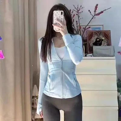 Lulu Same-Style Original Define Gold Zipper Yoga Wear Fitness Clothing Long Sleeve Running Sports Jacket - 4