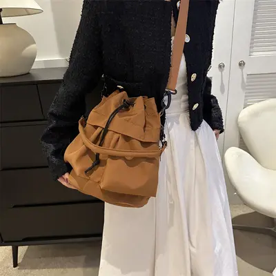 Women's Bucket Bag, Large Capacity Single-Shoulder, Korean Style - 3