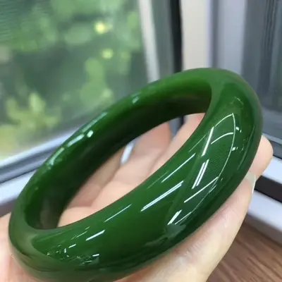 Hetian jade bracelet, clear water green, natural stone - 7