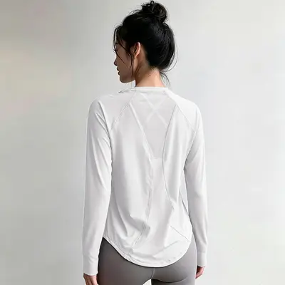 Women's Summer Fitness Running Top, Stretch Quick-Dry, Thin Loose Fit, Short Sleeve - 13