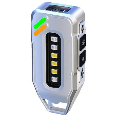 Type-C Rechargeable Keychain Flashlight, Dual Light Source Mini Torch, High Brightness