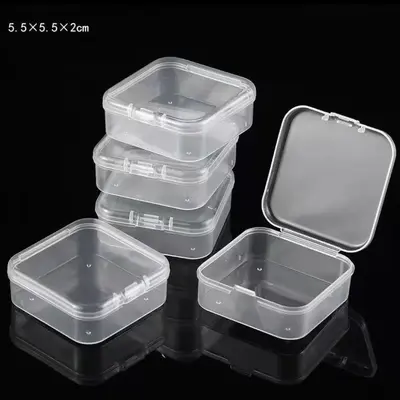 5,5 cm Kare Şeffaf Mini Boncuk Saklama Kutusu, Tırnak Süsleri için Organizer