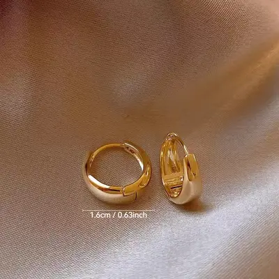 Altın çemberli küpe, basit metal, minimalist tasarım - 7