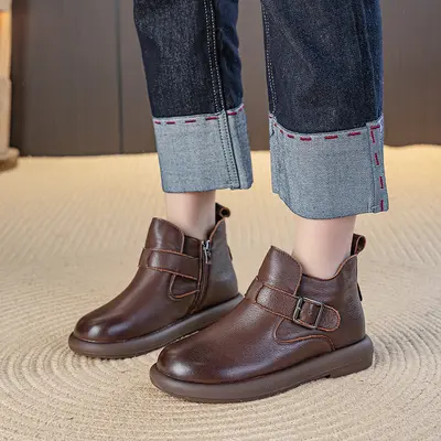 Plus Size Women's Ankle Boots 42, Genuine Leather, Soft Sole