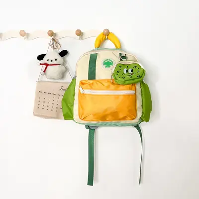 Dual-strap cute children's backpack in small, medium and large sizes, lightweight kids daypack for summer outings, kindergarten school bag, toddler backpack with color blocking for boys and girls - 13