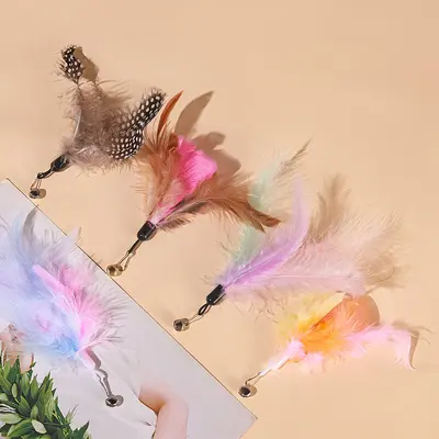Replacement Head for Cat Teaser Wand with Bell and Feathers