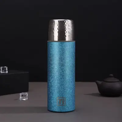 Titanium-Coated Double-Wall Insulated Tea Infuser Thermos Cup, Portable Outdoor Bottle - 12