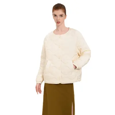 Leichte Damen-Daunenjacke mit Rundhals für den Herbst