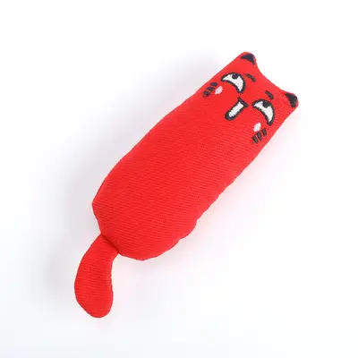 Cute Expression Thumb-Shaped Plush Cat Toy, Bite-Resistant - 6