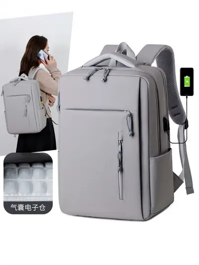Shockproof Airbag Men's Backpack with USB Port and Laptop Compartment - 1