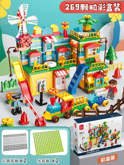 Large Particle Building Blocks, Amusement Park Castle and Ferris Wheel Scene - 12
