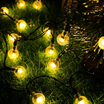 Waterproof Outdoor Solar LED Crystal Ball String Lights - 7