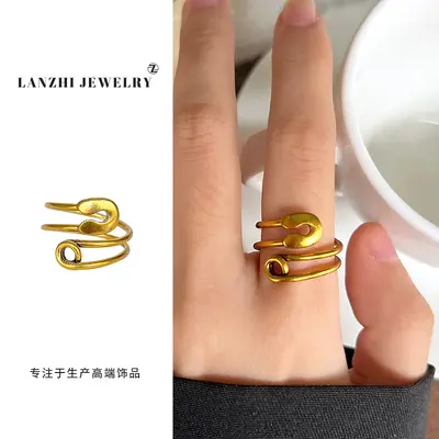 Lanzi Vintage-Retro-Damenring aus hochwertigem antiker Goldtechnik, hochfarbecht, luxuriöses Design, koreanischer Modeschmuck, Fingerring - 9