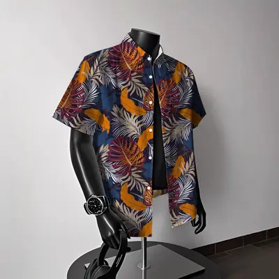 Hong Kong style vintage Hawaiian American short sleeve floral shirt men's summer casual trendy beach couple shirt - 6