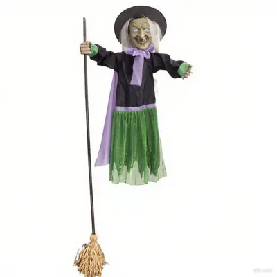 Halloween fliegender Hexenbesen zur Partydekoration und Bühnenbild