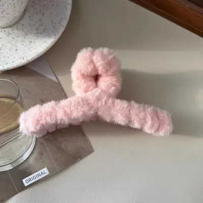 Große Haarspange 13 cm für dickes Haar, süße Plüsch-Haihai-Haarspange, kleine, frische und süßer Stil. - 9
